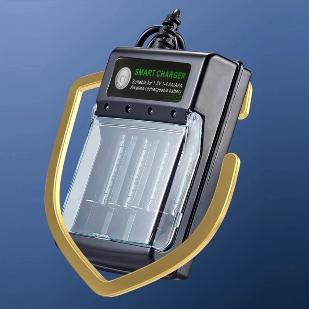 شاحن بطارية 4 فتحات مع كابل USB شاحن بطارية ذكي شحن مستقل شاحن ذكي لبطاريات AA/AAA 1.5 فولت #3