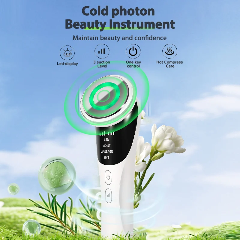 ใหม่ 4 in 1 อุปกรณ์ยกกระชับใบหน้า EMS Microcurrent ฟื้นฟูผิว LED ใบหน้าคอกระชับนวด Face Beauty Care อุปกรณ์