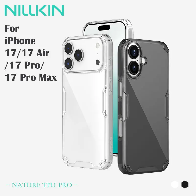 

Чехол NILLKIN для iPhone 17/17 Air/17 Pro/17 Pro Max, противоударные бамперы, нескользящие планки, оригинальный дизайн, защита ПК + ТПУ