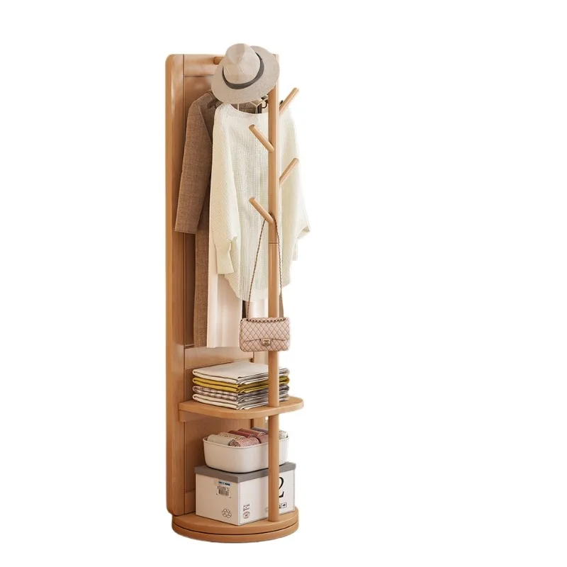 

Solid wood rotating full-length mirror coat rack integrated floor-to-ceiling full-body mirror hanging hanger mobile drying rack