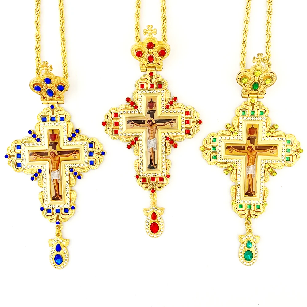 

HTISOK Orthodox Jesus Cross Pendant with Chain Zinc Alloy Religious Jewelry for Affordable Christian Necklace Gift
