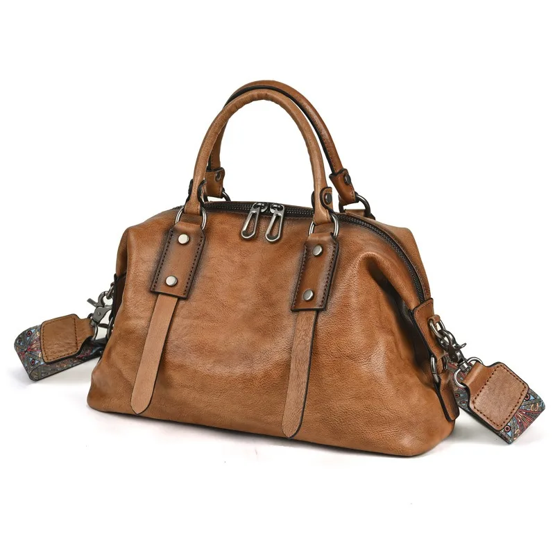 

Nesitu Highend A4 Vintage Red Brown Black Coffee Top Grain Genuine Leather Women Handbag Shoulder Messenger Bag Purse M037