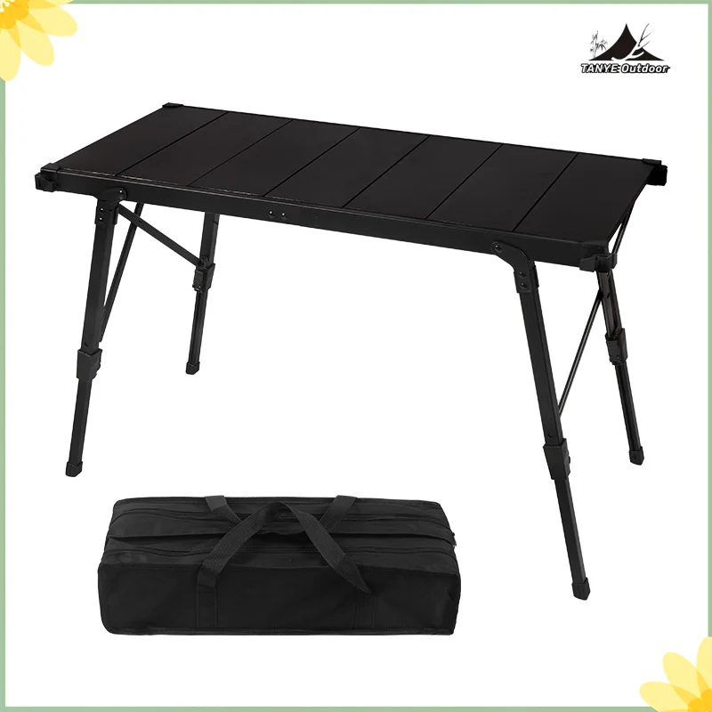 

Outdoor IGT Egg Roll Table Portable BBQ Elevatable Picnic Barbecue Table Aluminum Plate Camping Folding Table New