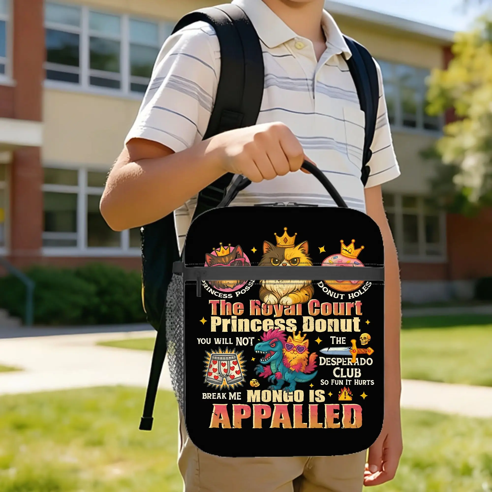 Cat Dount Insulated Lunch Bag Thermal Bag Reusable,Meal Container Dungeon Crawler Carl Large Lunch Box Tote Work  Outdoor