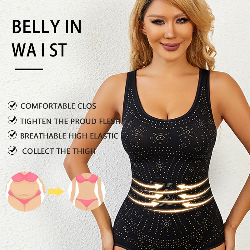 Seamless Bodysuit Printed Plus Size Tummy Control Shapewear Flat Belly Slimming Underwear Full Body Shaper Corset Women Tank Top