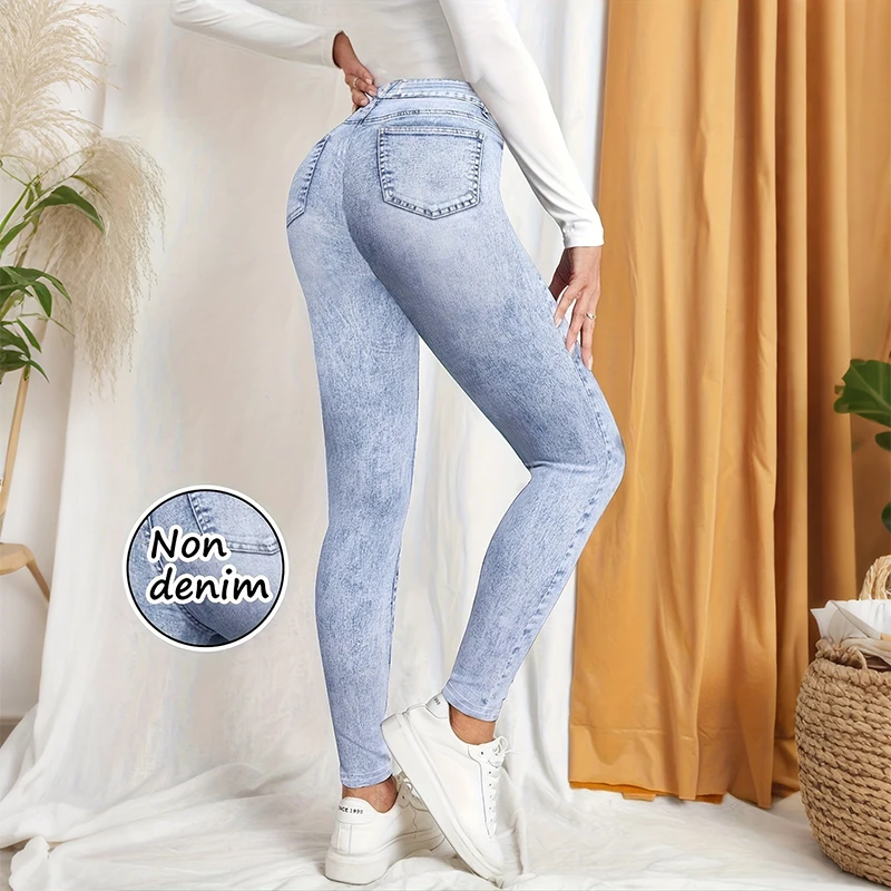 women's non-denim Leggings High Waist Hip Lifting Yoga pants Fashionable Sexy Casual Pants Solid Color High Elastic Soft Wear - Image 3