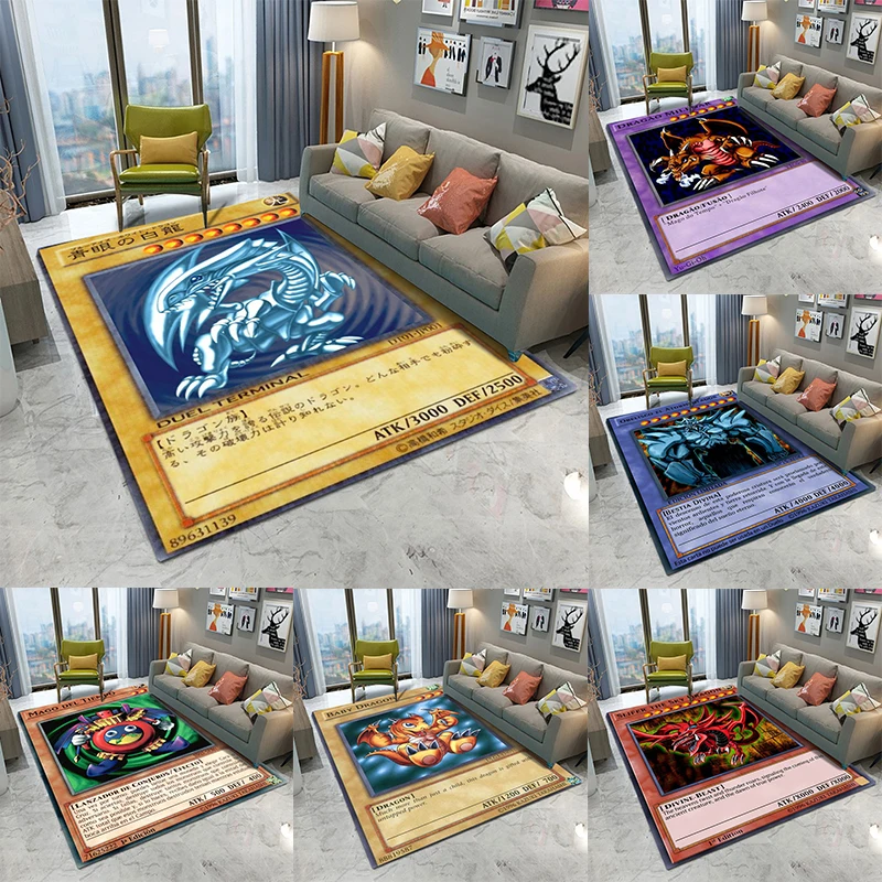 

Голубые глаза, карты белого дракона, ковер для гостиной, дивана, игры, спальни, коврик для входной двери, нескользящий мультяшный Yu-Gi-Oh! Коврик для домашнего декора