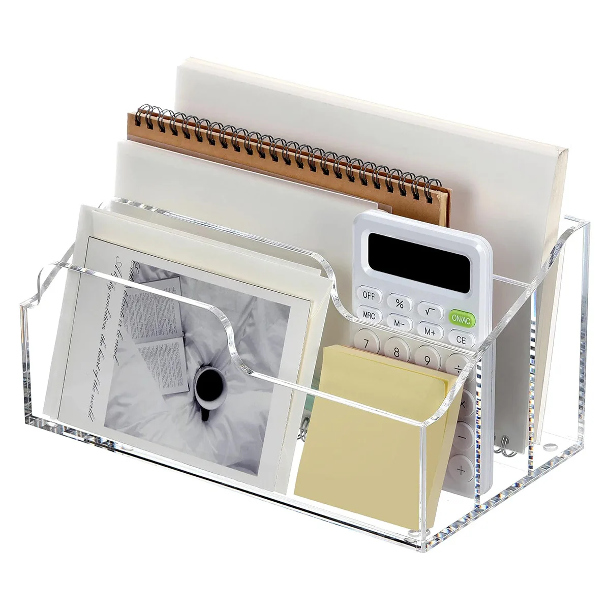 Transparent Acrylic Desktop File Storage Box Organizer with 2 or 3 Compartments and Drawer for A4 Documents Office Desk Storage