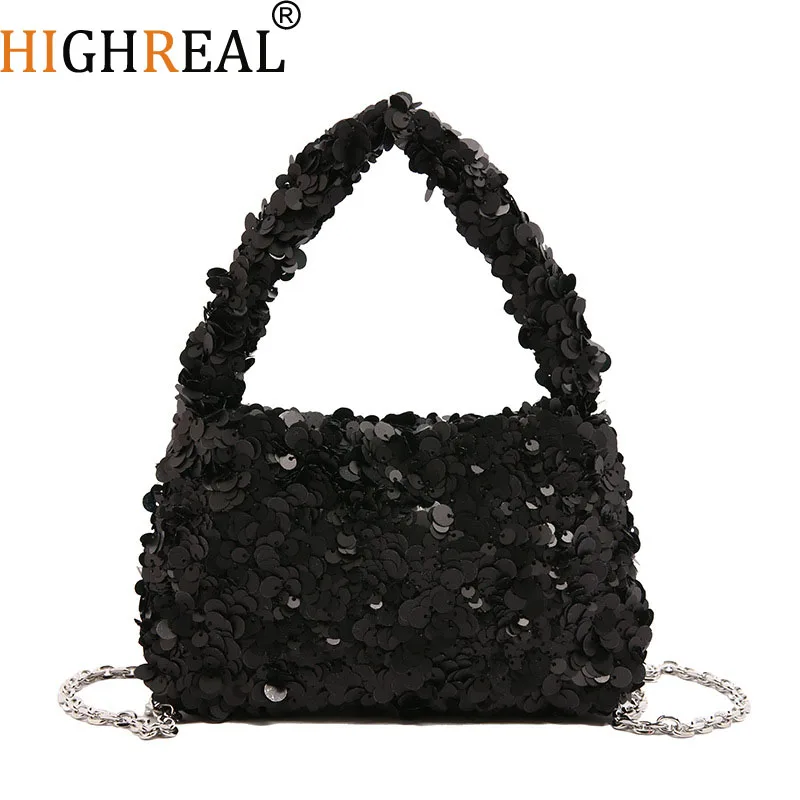 

Fashion Sequins Women Handbags Shinny Chain Shoulder Crossbody Bags Elegant Clutch Bag for Wedding Party Small Tote Female Purse