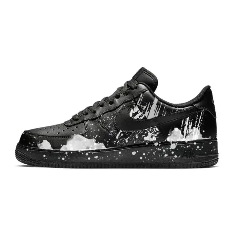 

[Индивидуальные брызги чернил] Nike Air Force 1, противоскользящие, износостойкие, с низким верхом, обувь для скейтборда, унисекс, черный, белый цвет