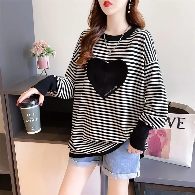 Woman Tops Warm Striped Pullover Thick Cold Sweatshirt for Women Autumn and Winter New In Harajuku Fashion Basic Novelty E Coat