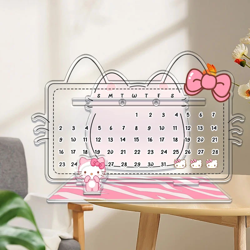 17cm hellokitty calendário bonito ornamento acrílico reciclagem calendário reutilizável insnote board desktop presentes essenciais sanrio kawaii