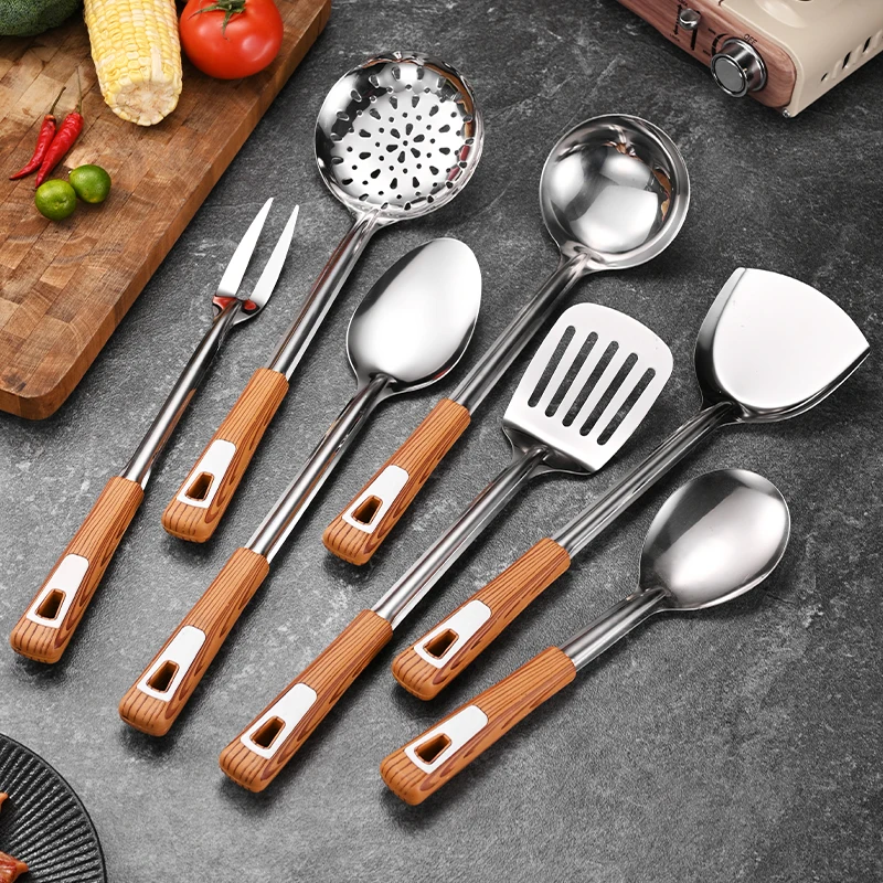 

Household Kitchen Utensils Stainless Steel Spoon Spatula Set Skimmer Slotted Soup Spoon and Strainer Cooking Utensils