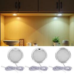 Ultra Thin Kitchen Cabinet Ceiling Light DC 12V 5W PIR Motion Sensor Wave Hand Dimmable Round Spot Lamp 3000K 4000K 6000K White