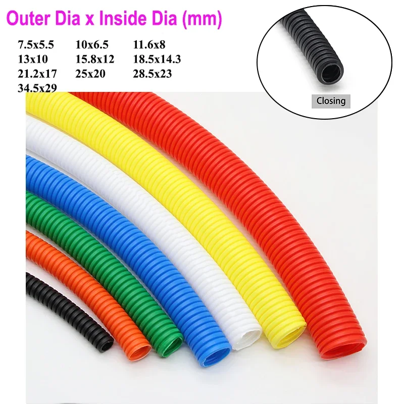 

1/5/10M Wire Conduit Convoluted Tubing Harness Wire Threading Plastic Sleeve Flexible Split Loom Wire Cover Cable Wrap Protector