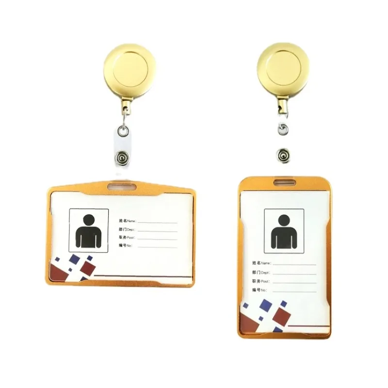 1set Metal ID Tag Working Permit Case Business Bus Work Pass Card Holder Cover Sleeve Badge Holder with Retractable Badge Reel