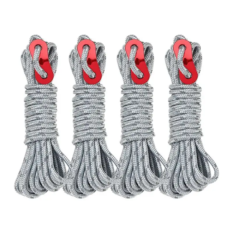 Tent Cord 4mm High Strength Paracord Rope With Buckle Durable Canopy Rope Anti Slip Tarp Rope For Survival Utility Climbing