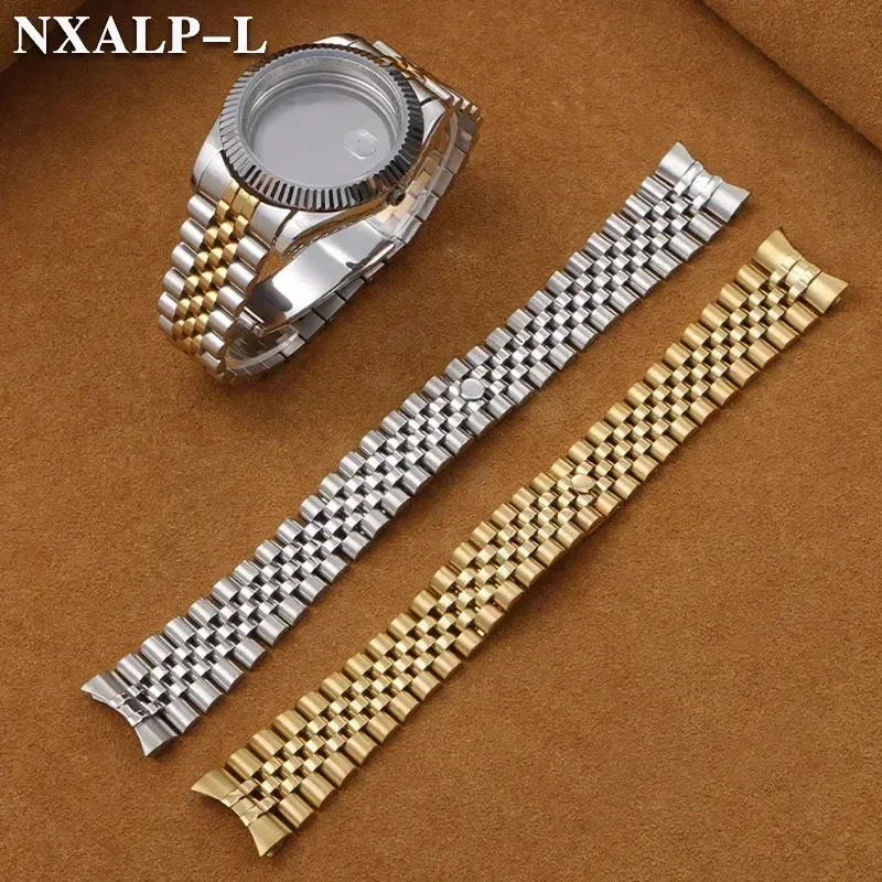 عالية الجودة منحني نهاية حزام معدني ل رولكس ل اليوبيل حزام الساعات 13 17 مللي متر 20 مللي متر 21 مللي متر الصلبة الفولاذ المقاوم للصدأ سوار إكسسوارات