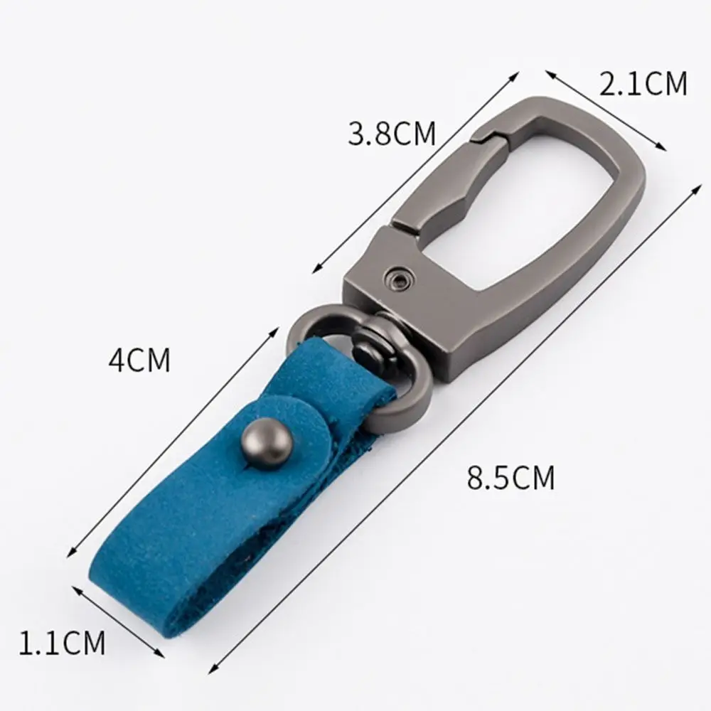 New Genuine Leather Car Keychain Heavy Duty Anti-lost Metal Key Fob with Zinc Alloy Ring Universal Car Key Chains Men and Women