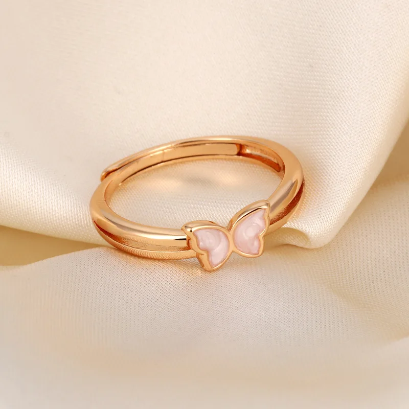 

Кольцо-бабочка с покрытием из 18-каратного золота, белый перламутр, элегантные французские украшения, изящное регулируемое кольцо, модный подарок для женщин