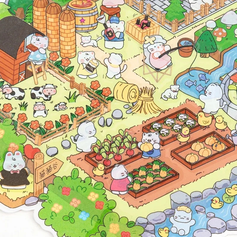 حجم كبير ملصقات المشهد ثلاثية الأبعاد الكرتون المقصورة المشهد DIY المشهد الشارات سجل القصاصات التراص وصق المشهد صنع ملصق