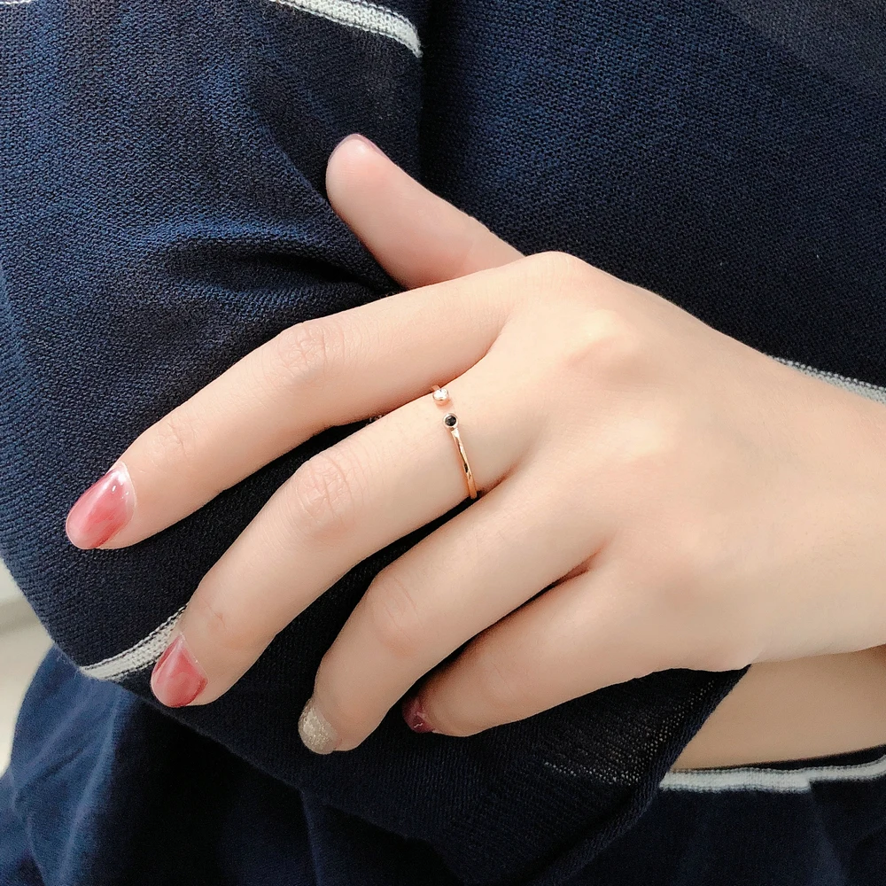 Simple Lovely Style Mini Crystal Rose Gold Color Ring Jewelry For Girl Women Party Full Sizes ZYR165