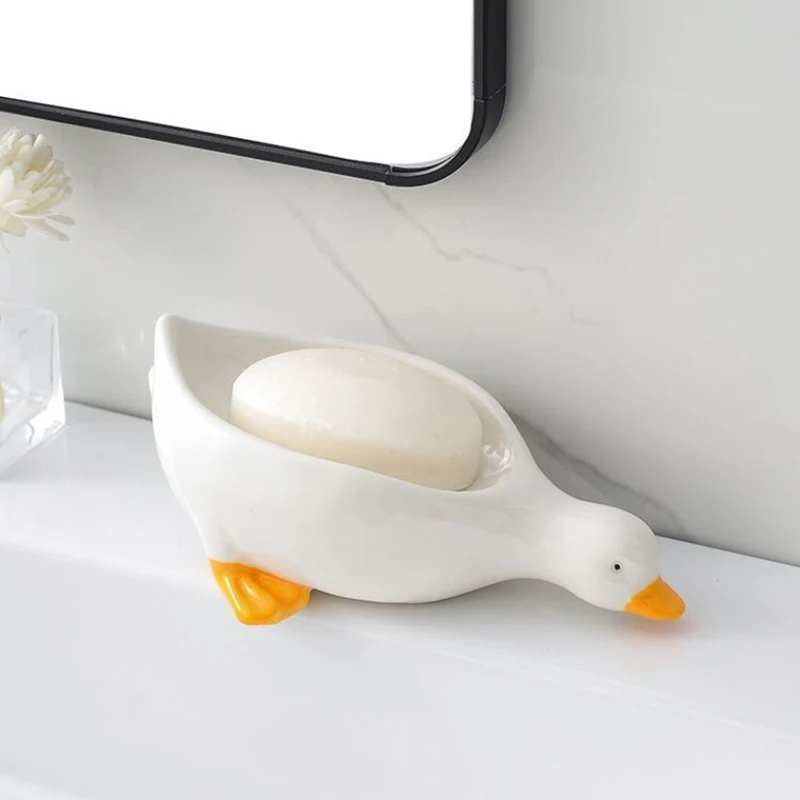 Yellow Duck Shape Soap Box Cartoon Soap Dish Drainable Soap Holder Soap Container Soap Dish For Tray Bathroom Accessories