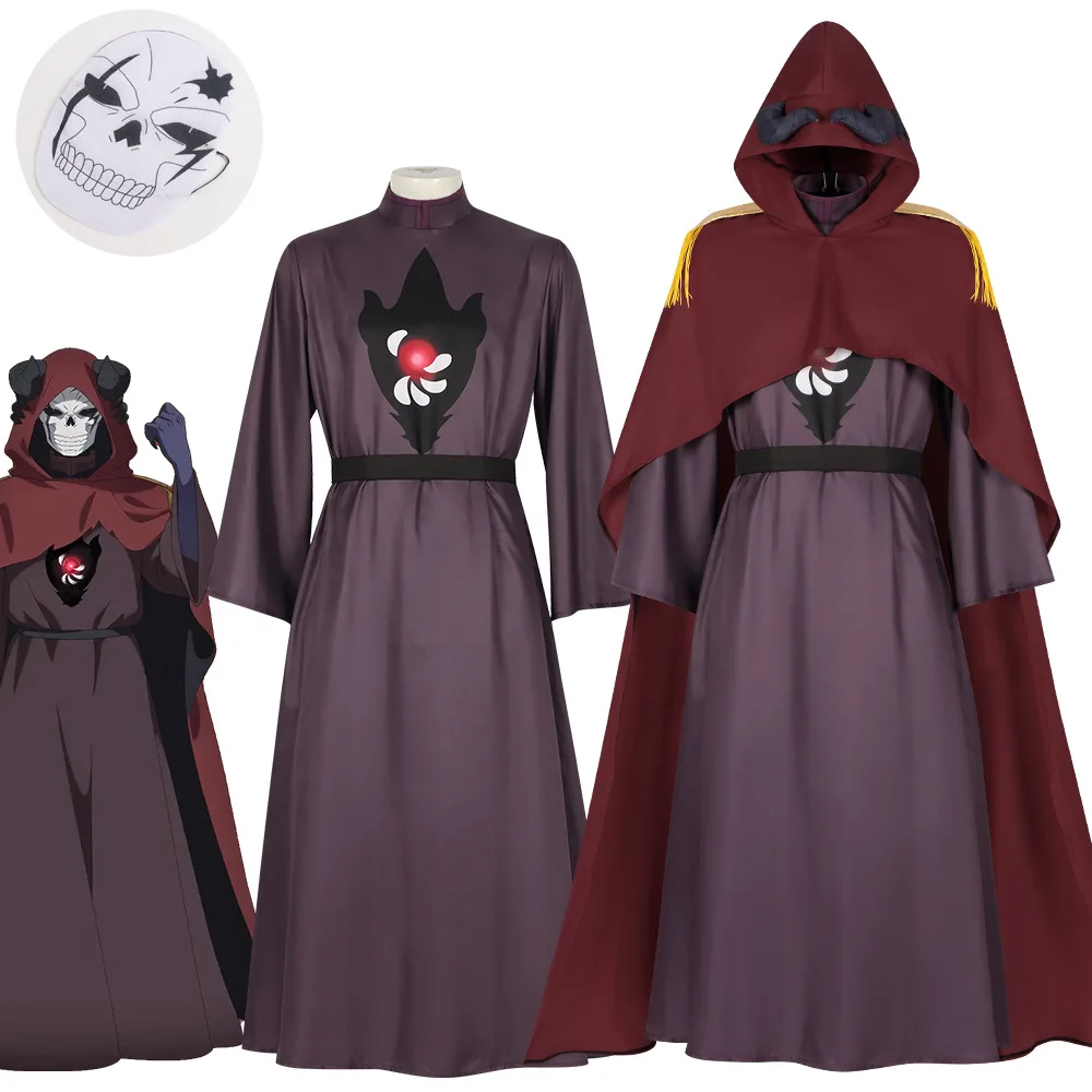 

Maougun Saikyou No Majutsushi Wa Ningen Datta Ike Sama Cosplay Costume Mask Red Cloak Demon King Army Uniform Strongest Magician