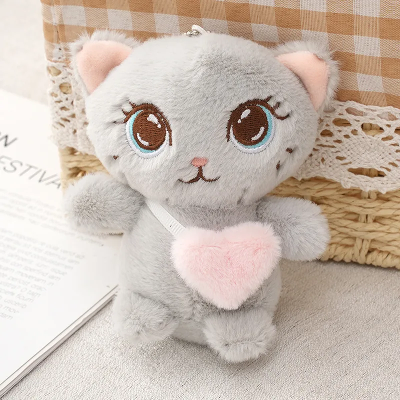 Cute Lucky Cat Fashione Keychain Lovely Cat With Love Bag Plush Toy Pendant Bag Satchel Pendant Soft Doll Festival Small Gift