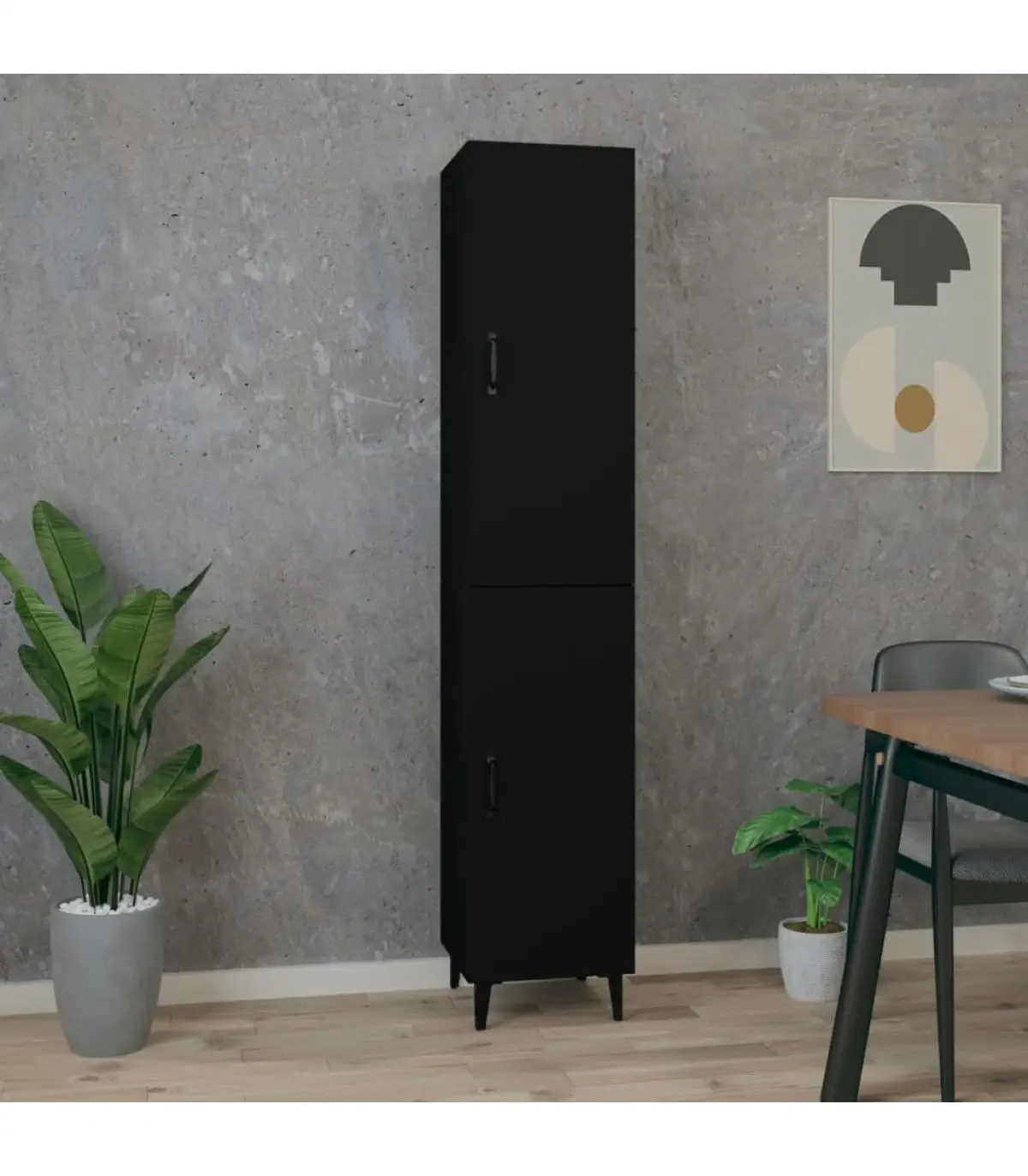 34,5x34x180 cm black plywood sideboard