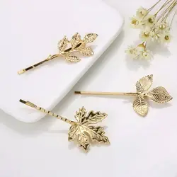 Elegant Metal Hair Accessories Bobby Pin Barrettes Leaf Shape Bride Hairpins Women Hair Clip