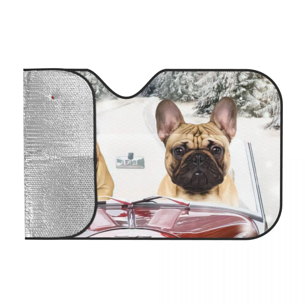 Dogs Driving Car Through Christmas Snow Scene Digita Sunshades Reflector Anti Uv Custom Car Sunshade Sun Shade