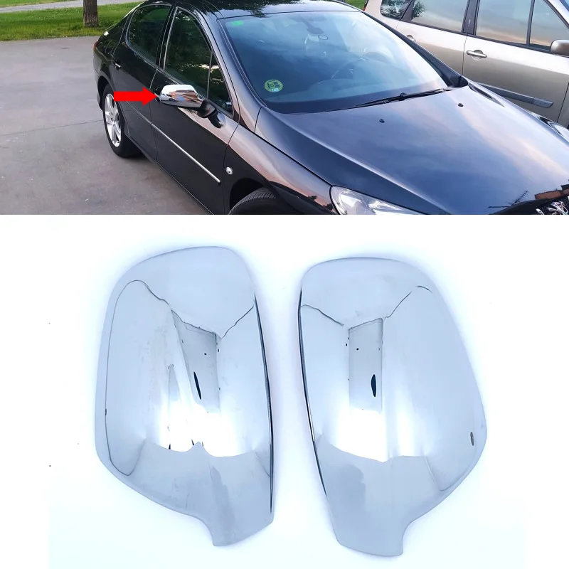 For 2004-2012 Peugeot 307 Door Side Wing Mirror Chrome Cover Rear View Cap Accessories 2pcs per Set Car Stying