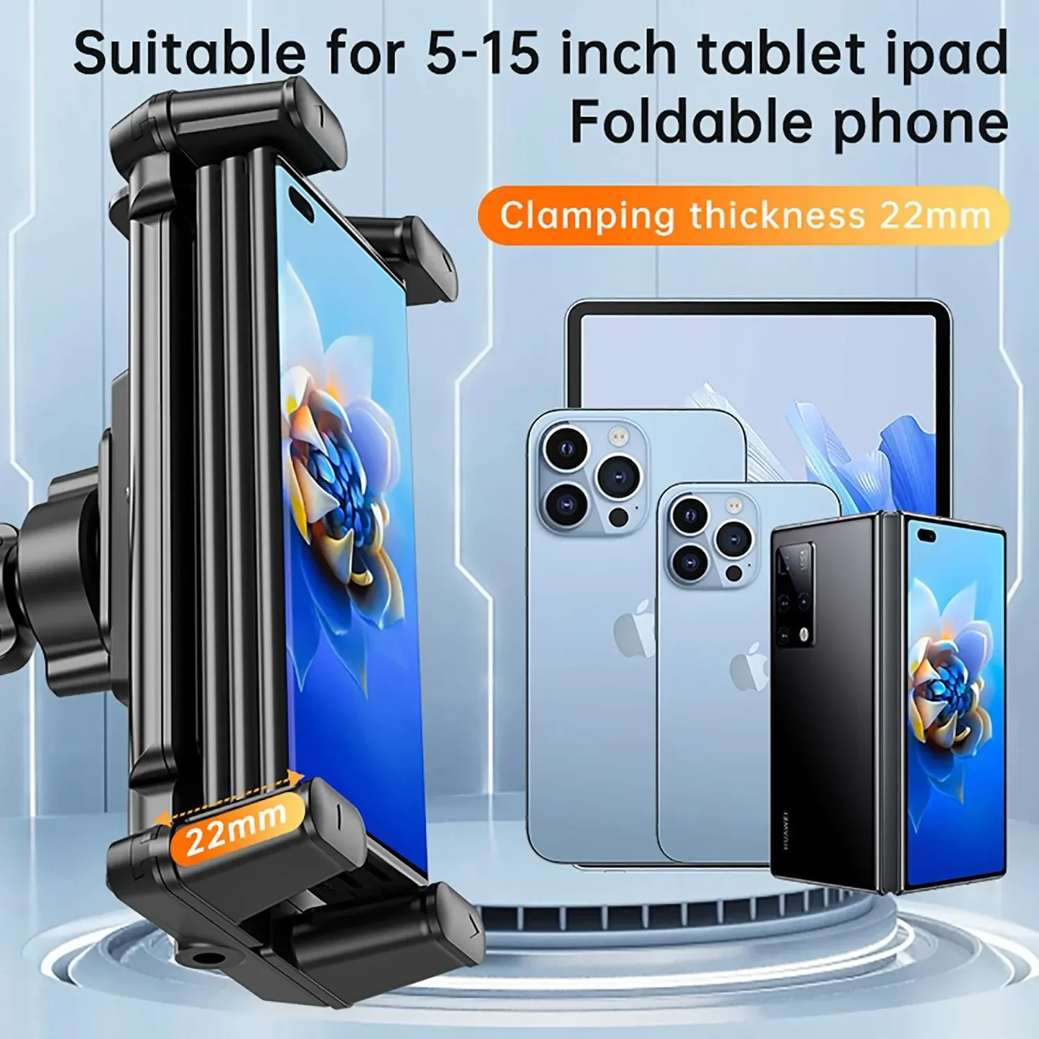 Auto-Lüftungsgitter-Tablethalter, universelle Handyhalterung für 7-12,9 Zoll iPad, 4-7 Zoll faltbarer Bildschirm, verstellbare Klemmhalterung – Detail 2