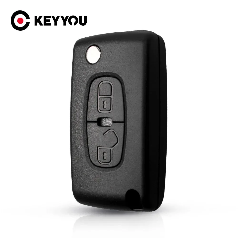 KEYYOU For Peugeot 4007 ET 4008 For Citroen C-Crosser C4 2 Button Fob Remote Key Case Flip Remote Key Shell Fob MIT-11R Blade