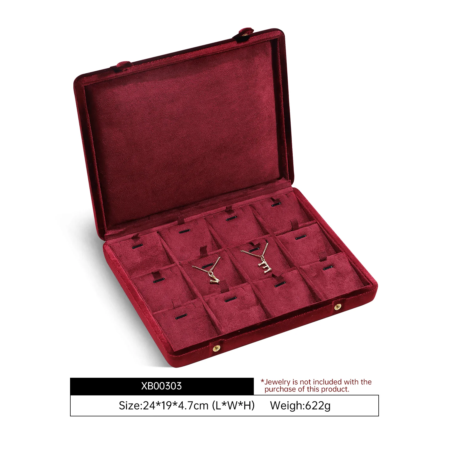 Yinbeini Fluwelen sieradenopbergdoos Ring Oorbel Hanger Display Organizer Grote ruimteverpakkingsdoos voor collectie XB006