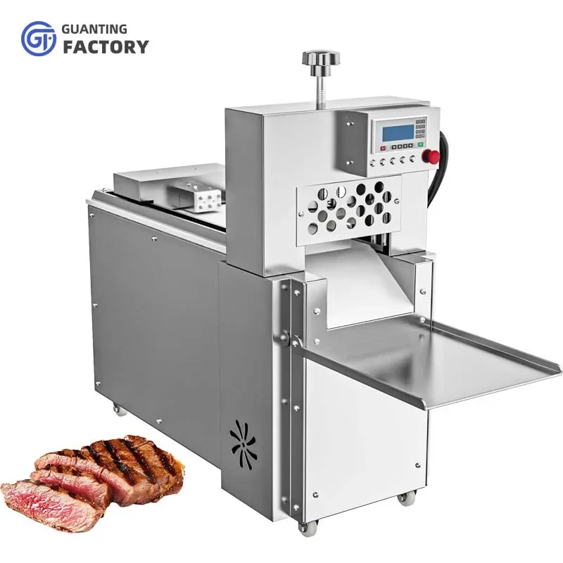 Fully Automatic Commercial Electric Meat Slicer Adjustable Blade Stainless Steel Machine for Frozen Meat Cutting New Condition