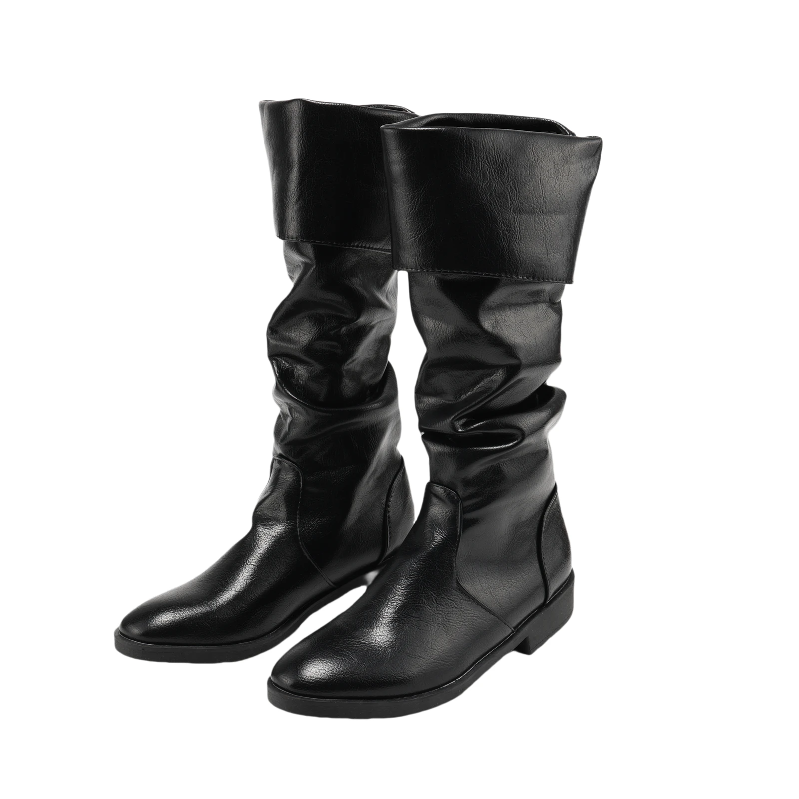Renaissance Mittelalterliche Ritter-Piratenstiefel im Western-Stil, Schwarze Flache Jazz-Stiefel, Unisex, zum Anziehen, Wadenlang, Gothic Cosplay Schuhe 2026 – Detail 4
