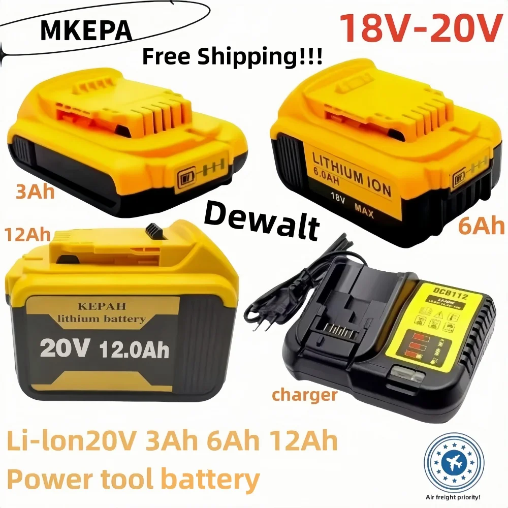 

5S3P 20V lithium-ion battery, 3Ah, 6Ah, 12Ah, suitable for Dewalt 18V DCB184 DCB200 DCB182 DCB180 DCB181 DCB182 DCB201 DCB206