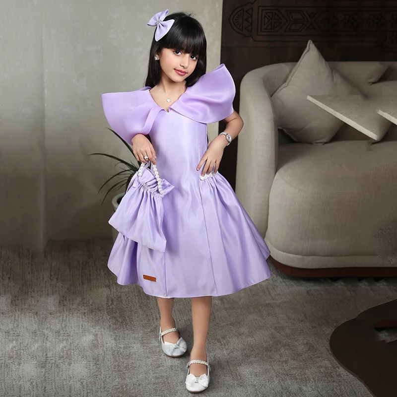 

Летнее платье для девочек, фиолетовое платье без рукавов с оборками, роскошная детская модная одежда принцессы на свадьбу, детский день рождения, индивидуальный заказ