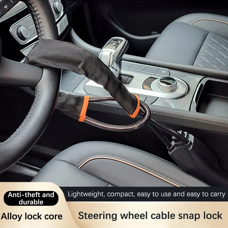

1PCS Universal Car Steering Wheel Lock New Universal Security Anti-theft Belt Buckle Lock Rope Car Steel Cable Anti-theft Locks