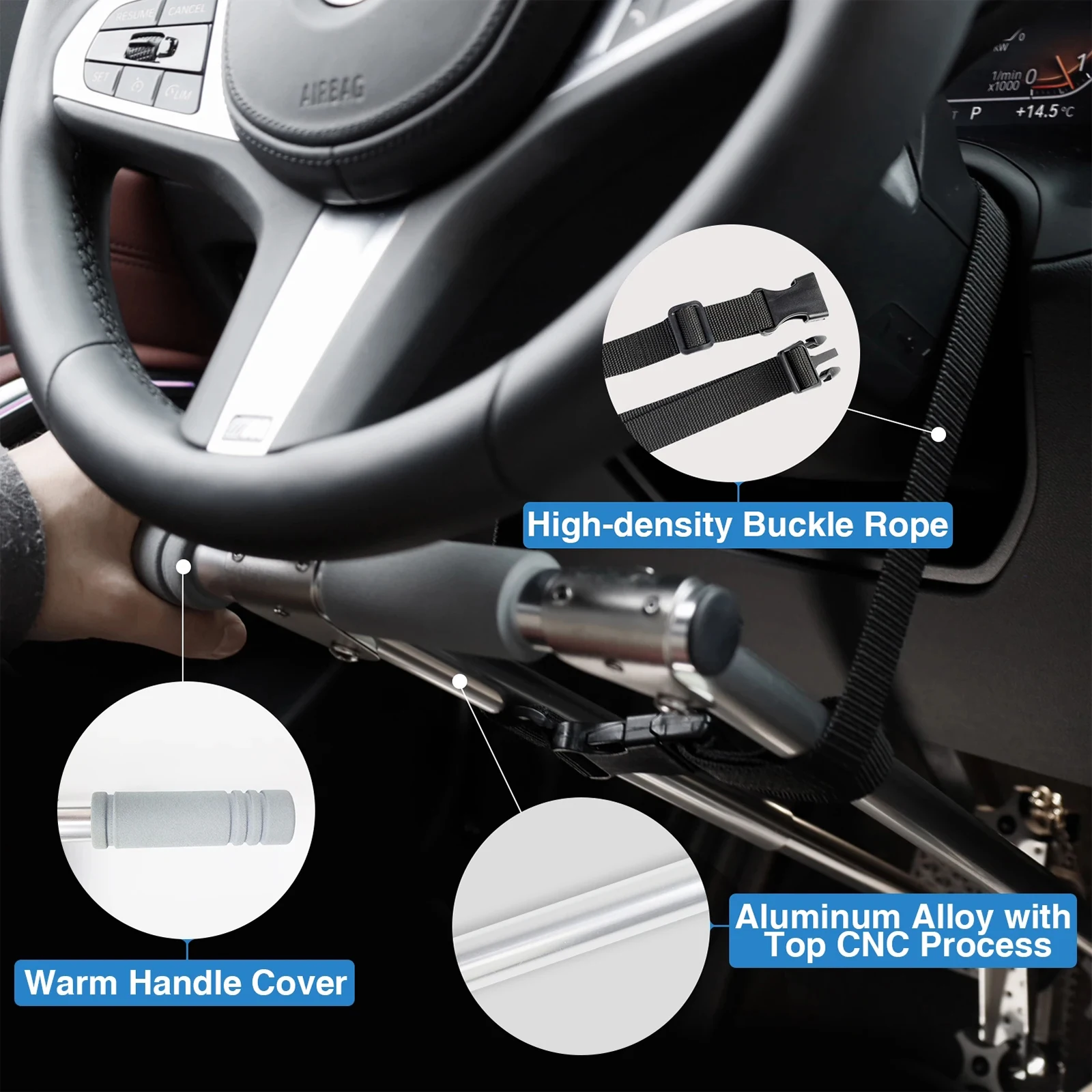 Durable Handicap Driving Hand Control, Adjustable Disabled Driving Handicap Aid Equipment, Convenient Driving Device, Custom Bag