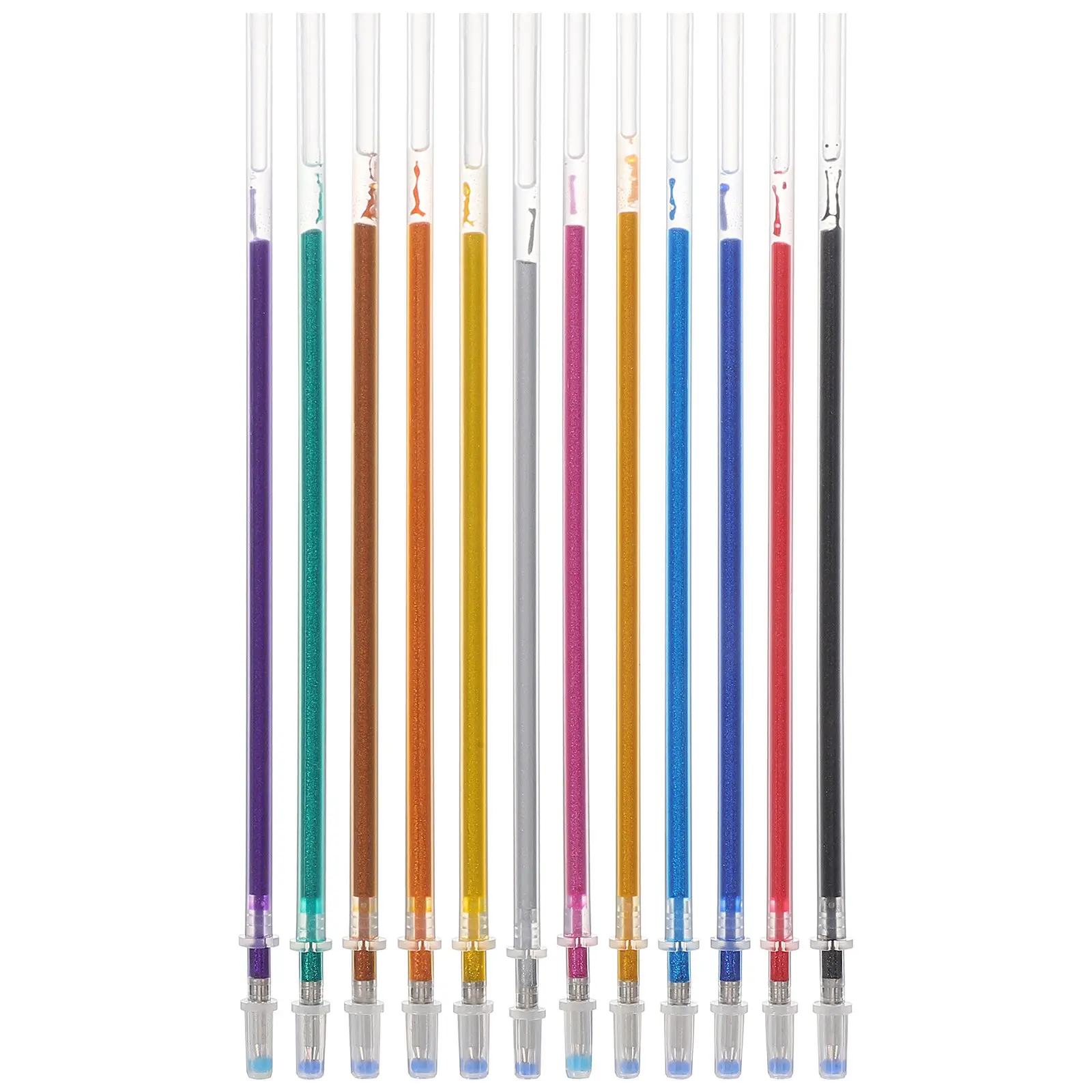 

12 Pcs Gel Pen Refill Glitter Pens Ballpoint Colored Fluorescent Refills Sticks