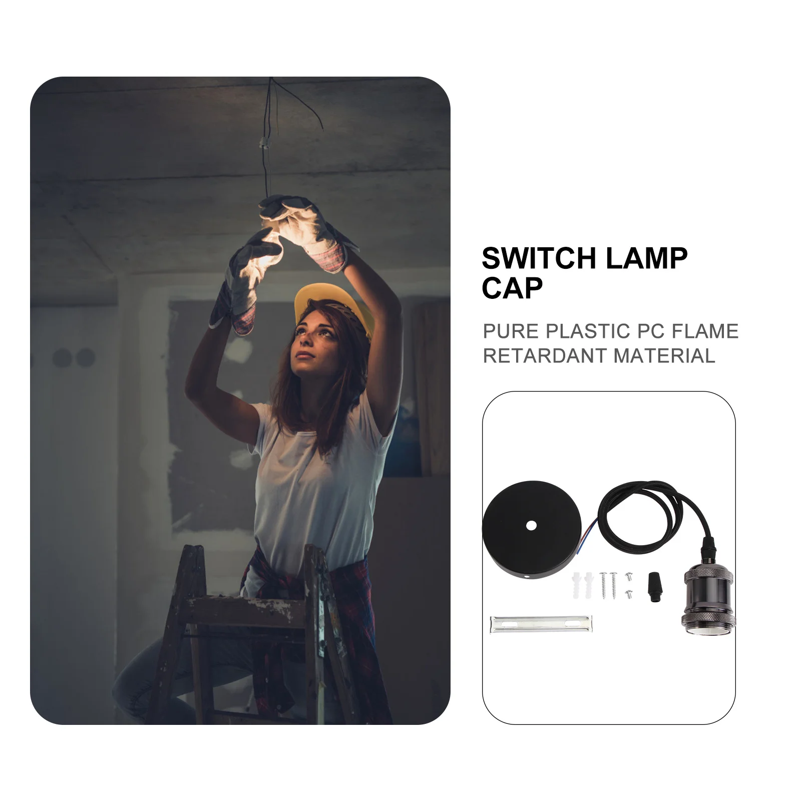 

1pc Retro Pendant Lamp Holder E27 Black Hanging Lamp Socket Light Ceiling Mount Droplight Holder For Home Decor Use