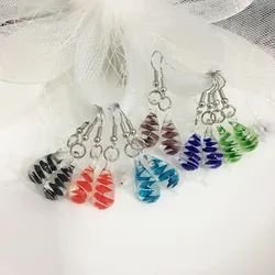 1Pair Random Color Fashion Red Blue Glass Muran Floral Drop Shape Lampwork Pendant  Earrings For Women Cheap Items With Jewelry