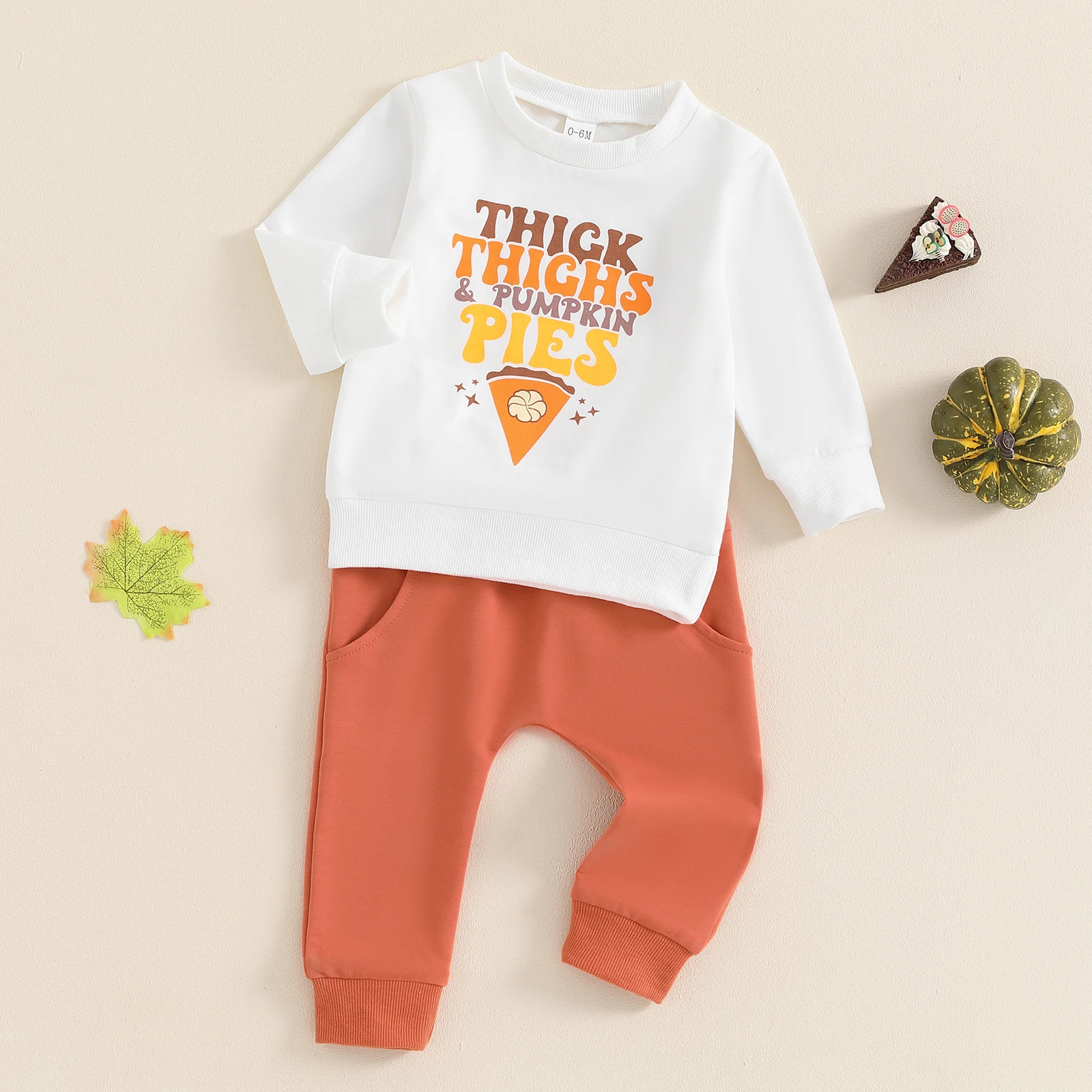 Tregren Toddler Boys Halloween Outfits Pumpkin Letter Print Long Sleeve Sweatshirts and Long Pants 2Pcs Fall Clothes Set