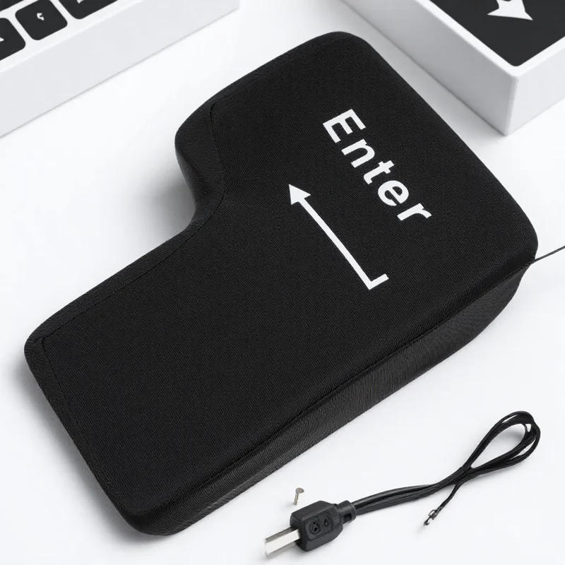 

Big Enter Key Pillow Usb Stress Relief Tool Nap Cushion Desktop Vent Black Soft Comfortable For Computer Laptops Home Textile