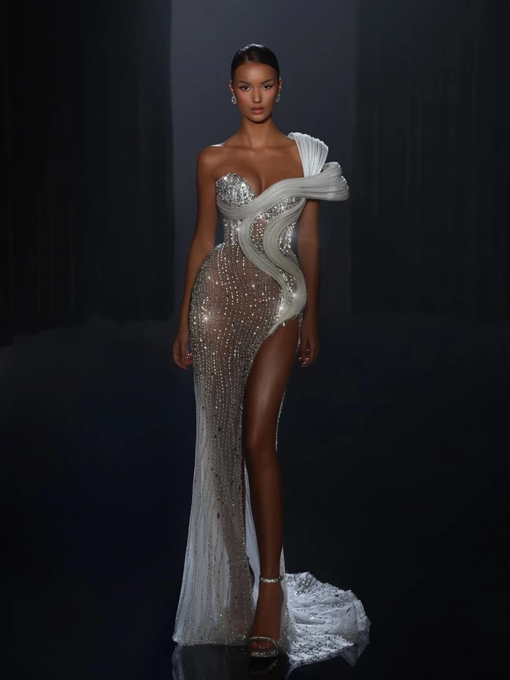 aliexpress mermaid prom dresses Satin Aliexpress Mermaid Prom Dresses Women Sexy Satin Mermaid Wedding Dress Lady Fashion High Waist
