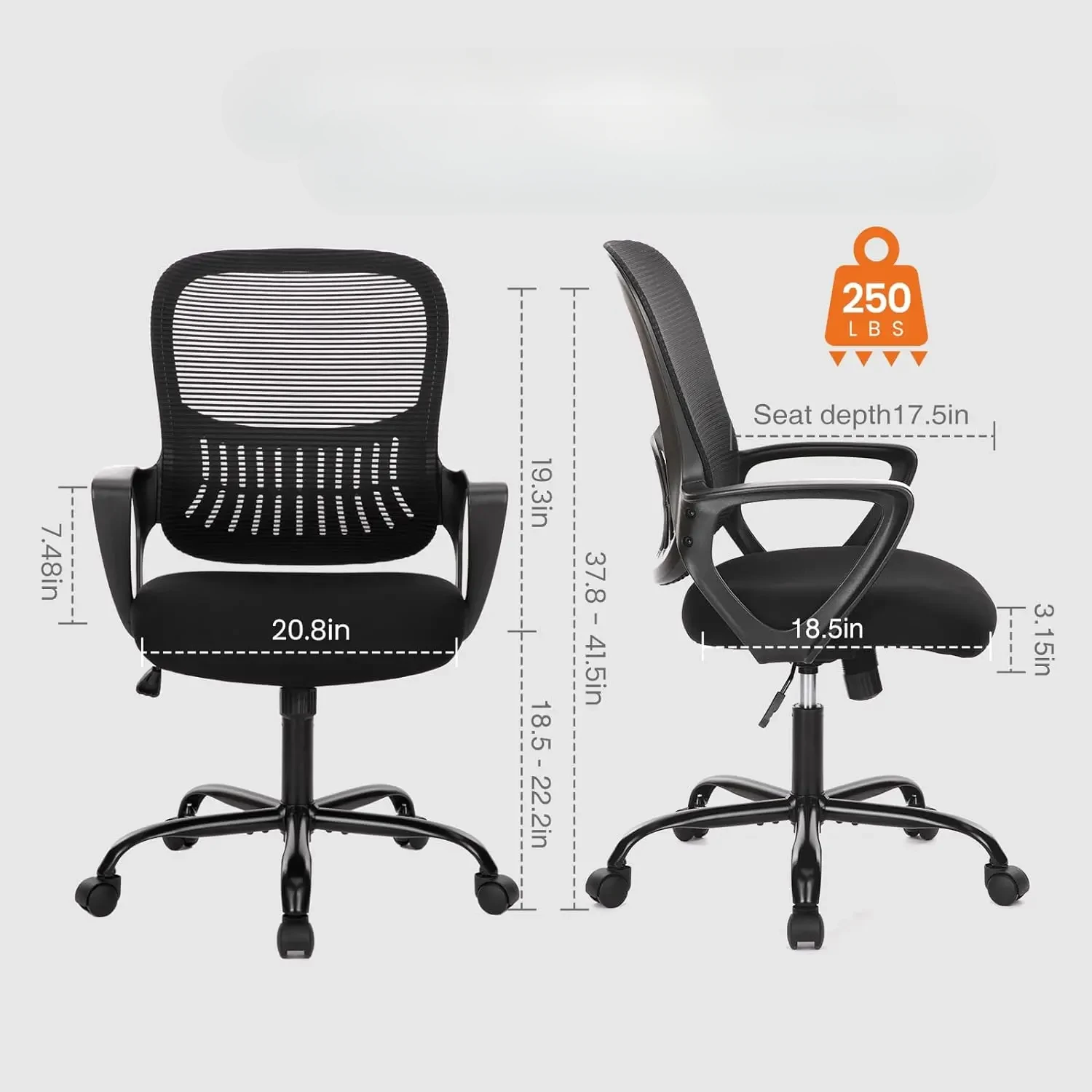 Ergonomic Mid-Back Mesh Rolling Work Swivel Chairs with Wheels