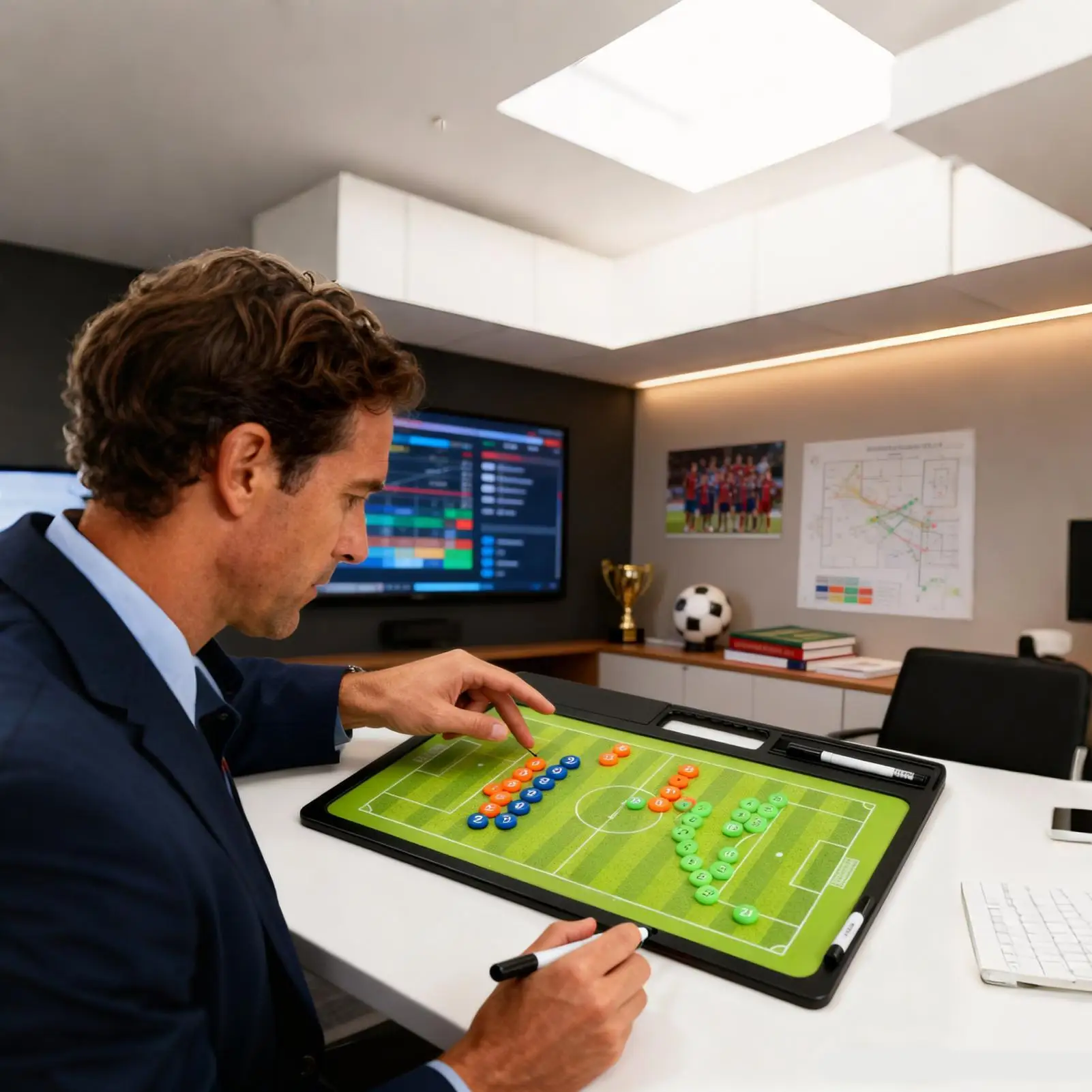 

Магнитная футбольная тренерская доска Магнитное тренировочное оборудование Двусторонний футбольный буфер обмена с маркером для игры в поле